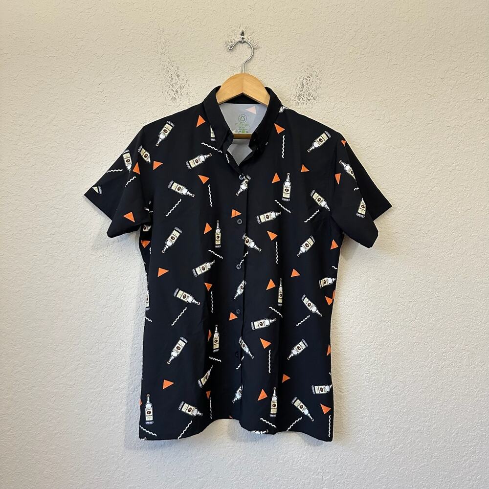 FSP Tito's Vodka Shirt Black All Over Print Button Up Bowling Golf